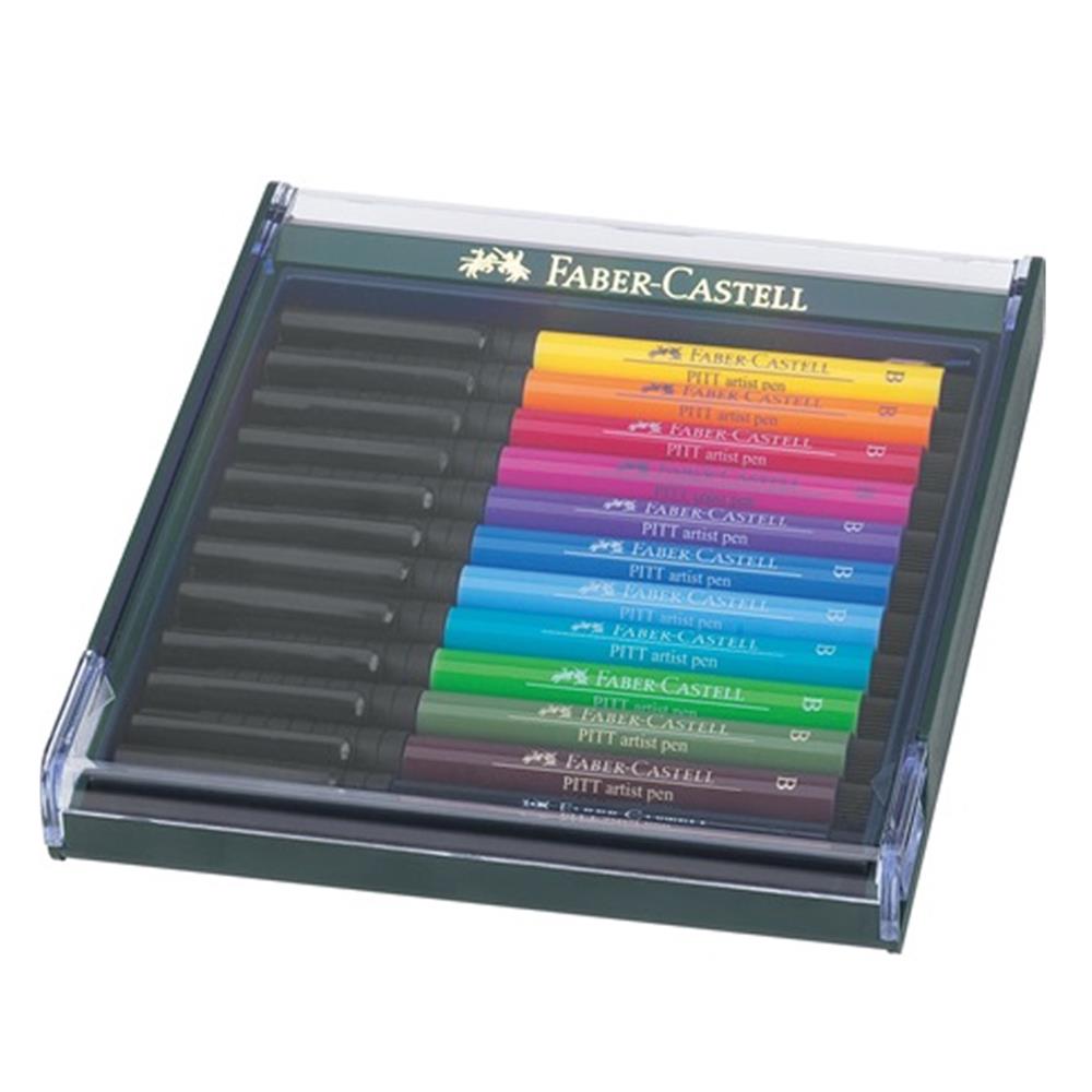 Faber-Castell India Ink PITT Artist 12 Pen Set- Bright